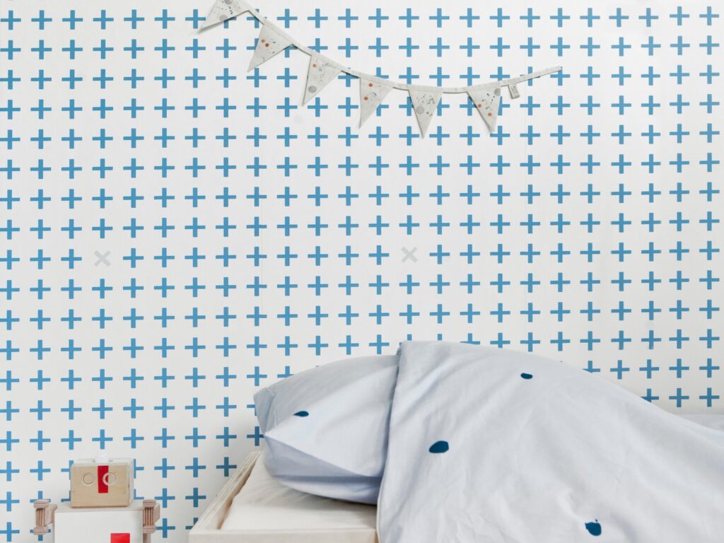 Kinderkamer behang kiezen wit-blauw